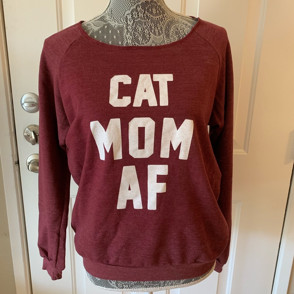 Cat Mom Burgundy Sweatshirt
